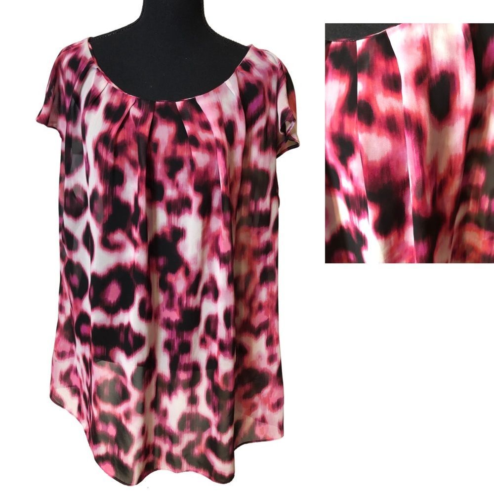 Animal Print Size 3X Cap Sleeve Blouse